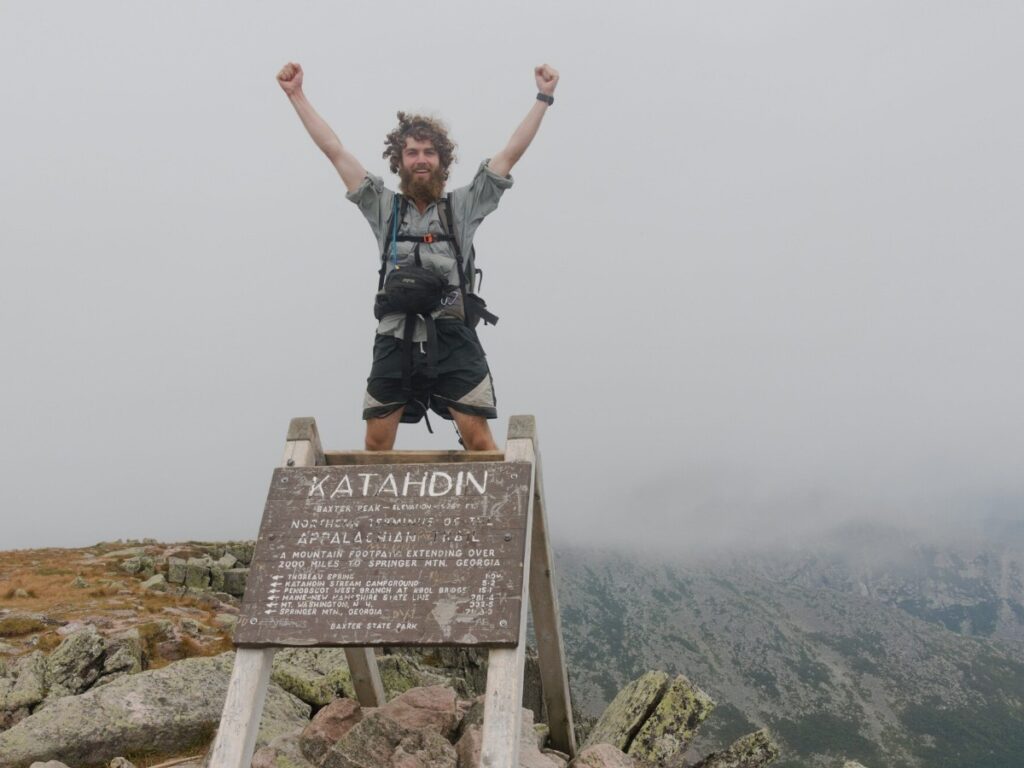 Appalachian Trail Thru-Hiker in post image of the end of the hike